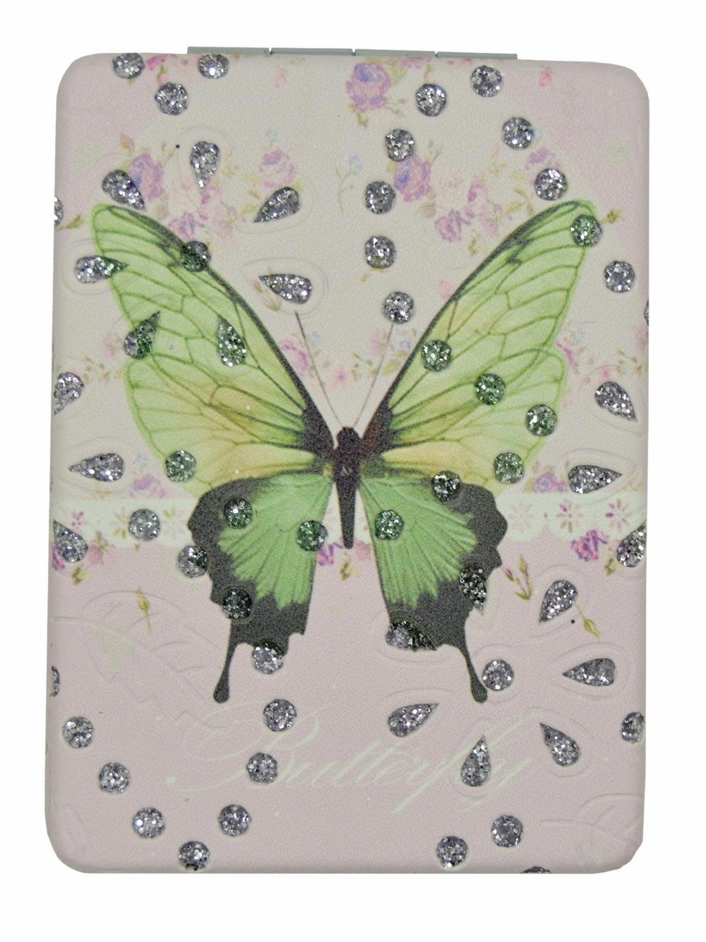 Rectangular Butterfly-Patterned Compact Mirror (1 mirror) - Picture 3 of 7